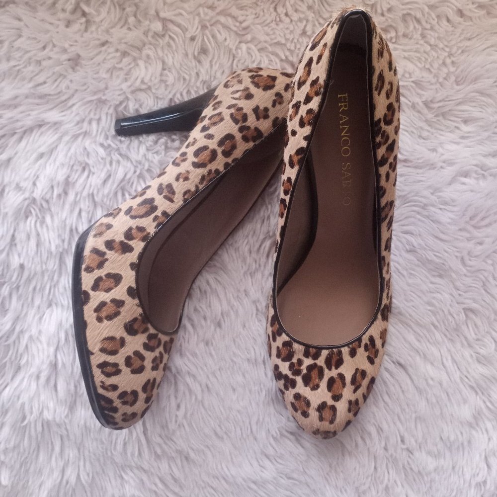 Franco Sarto Leather Leopard Heels